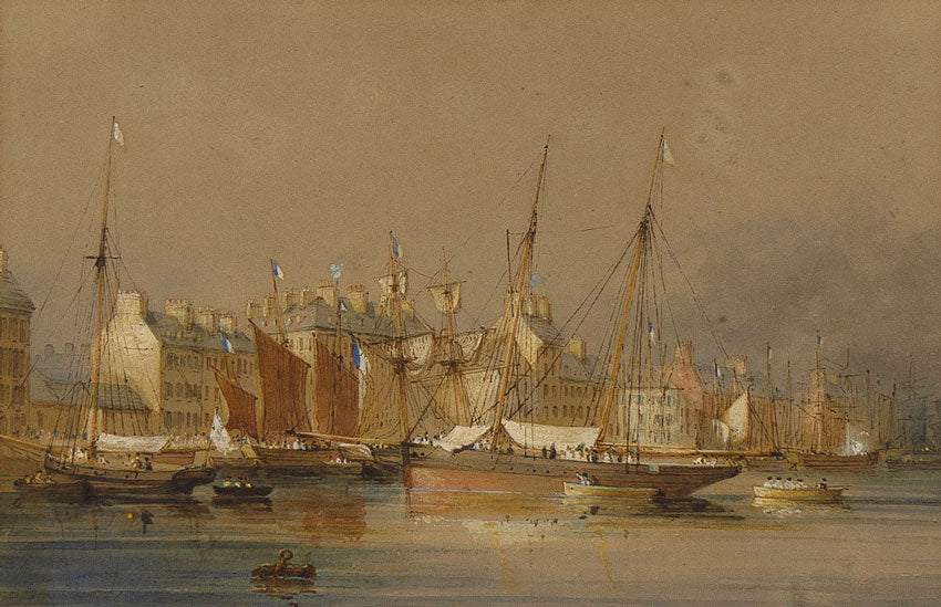 Nicholas Matthew Condy, The Harriet at Cherbourg –early 19th-century watercolour