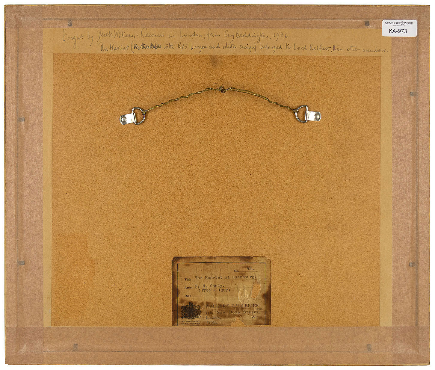 Nicholas Matthew Condy, The Harriet at Cherbourg –early 19th-century watercolour