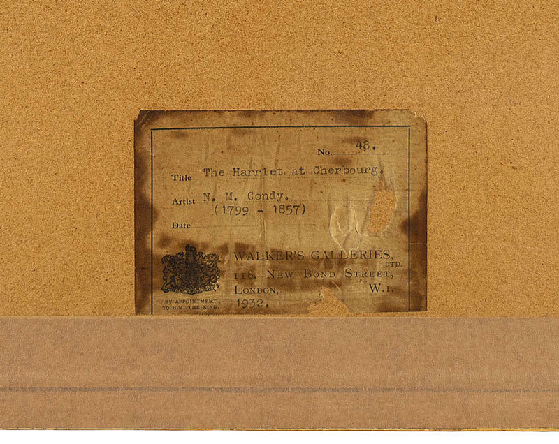 Nicholas Matthew Condy, The Harriet at Cherbourg –early 19th-century watercolour