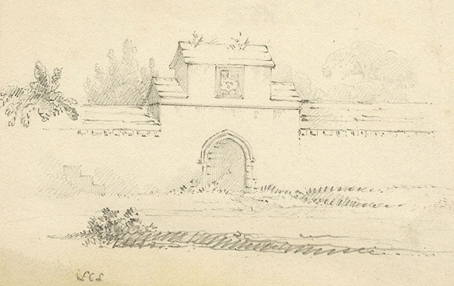 Lucy Sathbury, Walled Garden Gateway – Original 1850 graphite drawing
