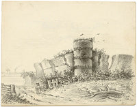 Hannah Smith, Coastal Ruin in Miniature – Original 1850 graphite drawing