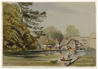 Navegando en un remanso – Dibujo original de grafito de 1846