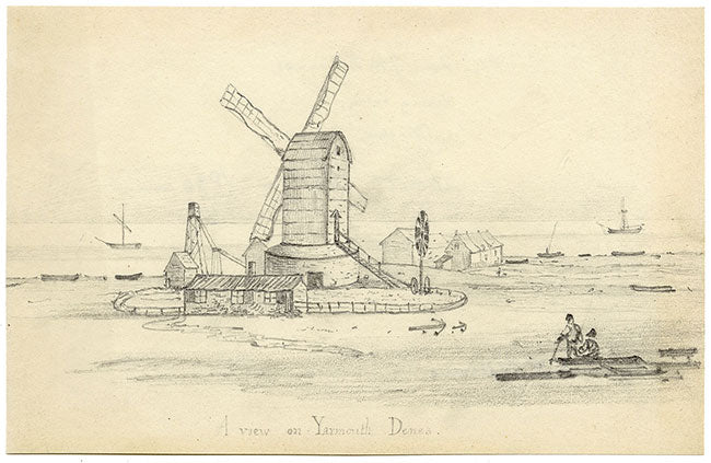 Elizabeth Williams, Great Yarmouth North Denes Postmill – dibujo a grafito de c.1830