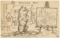 M.F., Begging Dog 'Pro Rege Mendico' – Original late 19th-century wood engraving