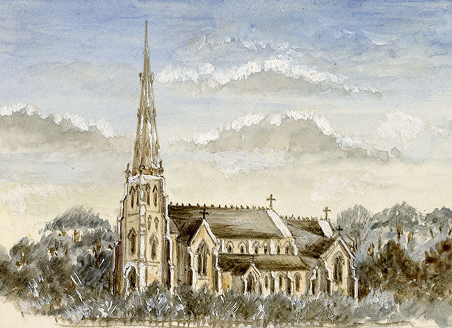 V.S. Satterthwaite, St Peter's Church, Bournemouth – 1880s watercolour painting