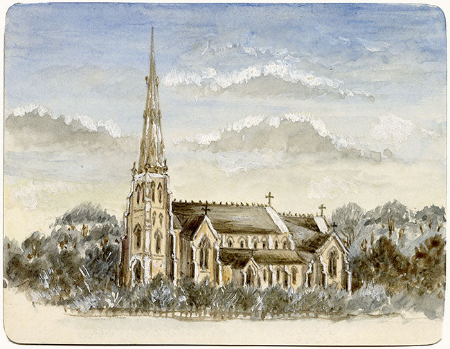 V.S. Satterthwaite, St Peter's Church, Bournemouth – 1880s watercolour painting