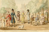 Parisians in the Tuileries Garden – Original 1821 watercolour painting