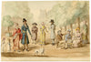 Parisians in the Tuileries Garden – Original 1821 watercolour painting