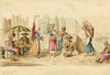 Figures on the Quay near the Pont Neuf, Paris – 1820s watercolour painting