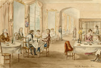 Diners at Cafe de Grignon, Paris – Original 1820s watercolour painting