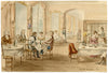 Diners at Cafe de Grignon, Paris – Original 1820s watercolour painting
