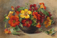 Annie L. Pressland, Nasturtium Flowers in a Bowl – c.1920s watercolour painting