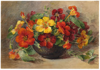Annie L. Pressland, Nasturtium Flowers in a Bowl – c.1920s watercolour painting