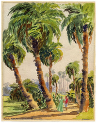 Albert Frankel, Palms near Ramakristapuram Crossing, India –early C20th painting
