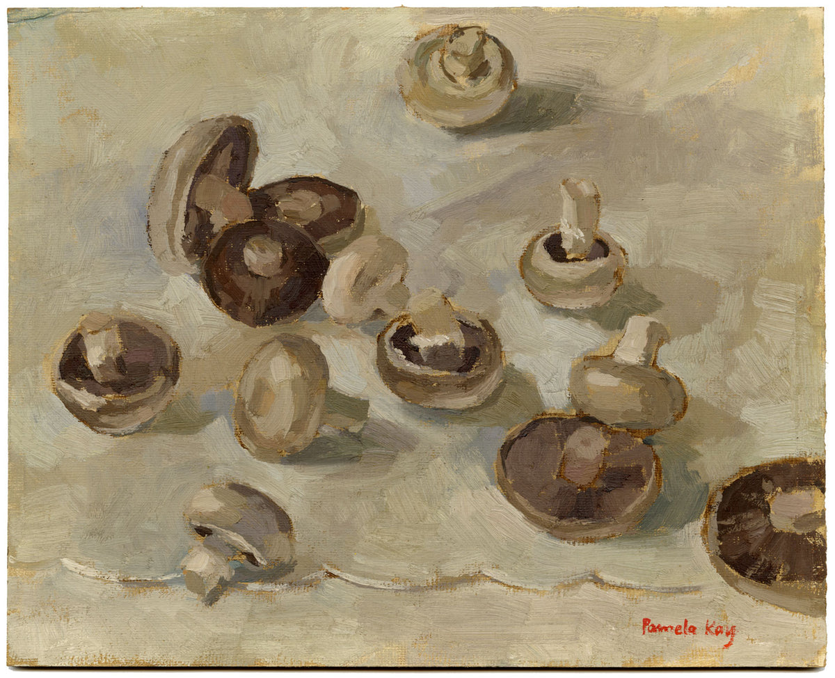 Pamela Kay RWS RBA NEAC, Mushrooms Study – Original 20th-century oil painting