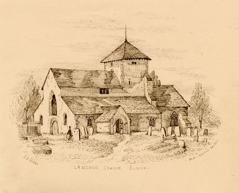 St James Church, Lancing, Sussex after R.H. Nibbs – 1850 pen & ink drawing