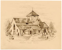 Chiesa di San Giacomo, Lancing, Sussex da RH Nibbs – disegno a penna e inchiostro del 1850