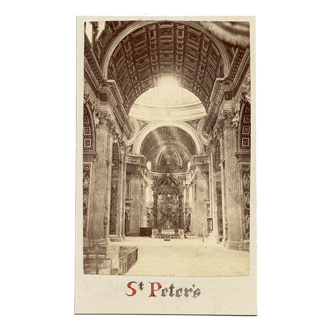 St Peter's Basilica Interior, Rome – Original c.1870 albumen print photograph
