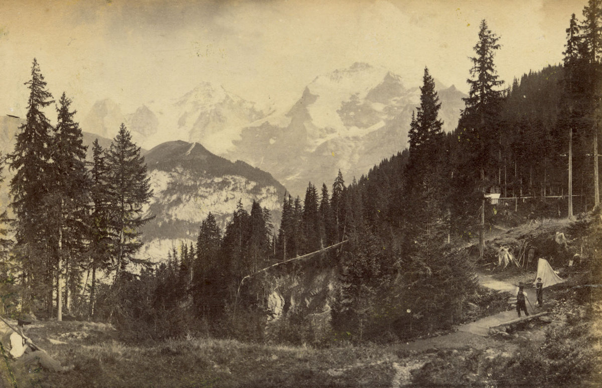 Alpine Men at Mürren, Switzerland – Original c.1870 albumen print photograph