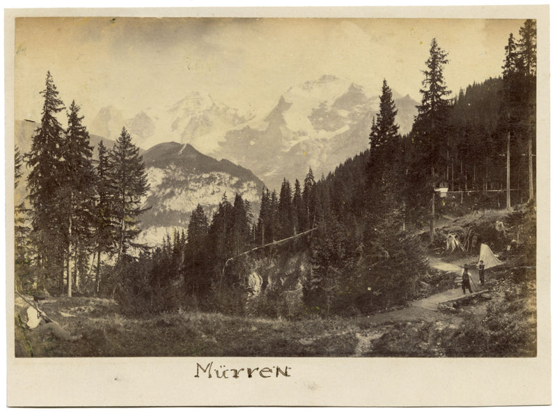 Hombres alpinos en Mürren, Suiza – Fotografía original impresa en albúmina c.1870