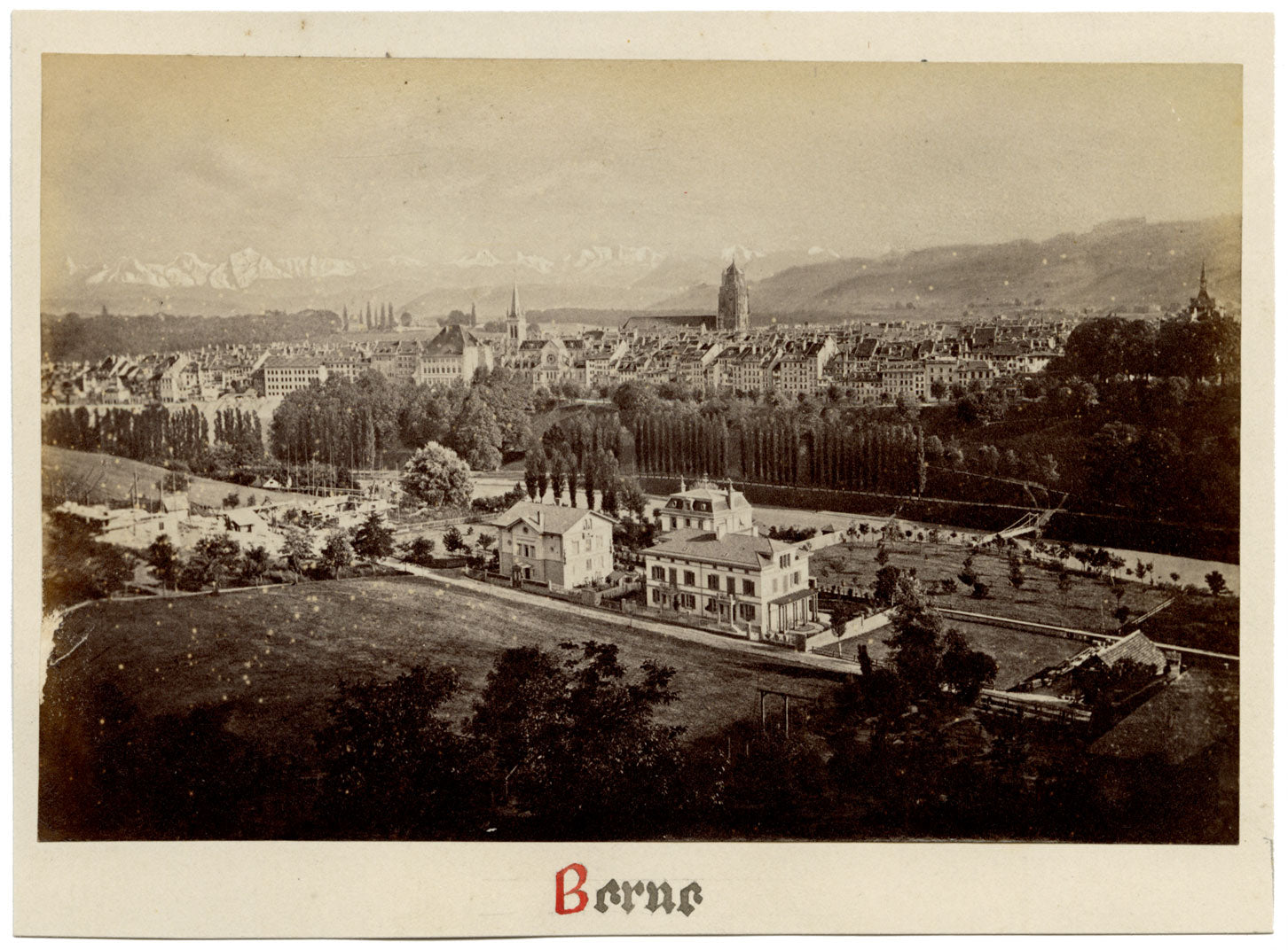 Hombres alpinos en Mürren, Suiza – Fotografía original impresa en albúmina c.1870