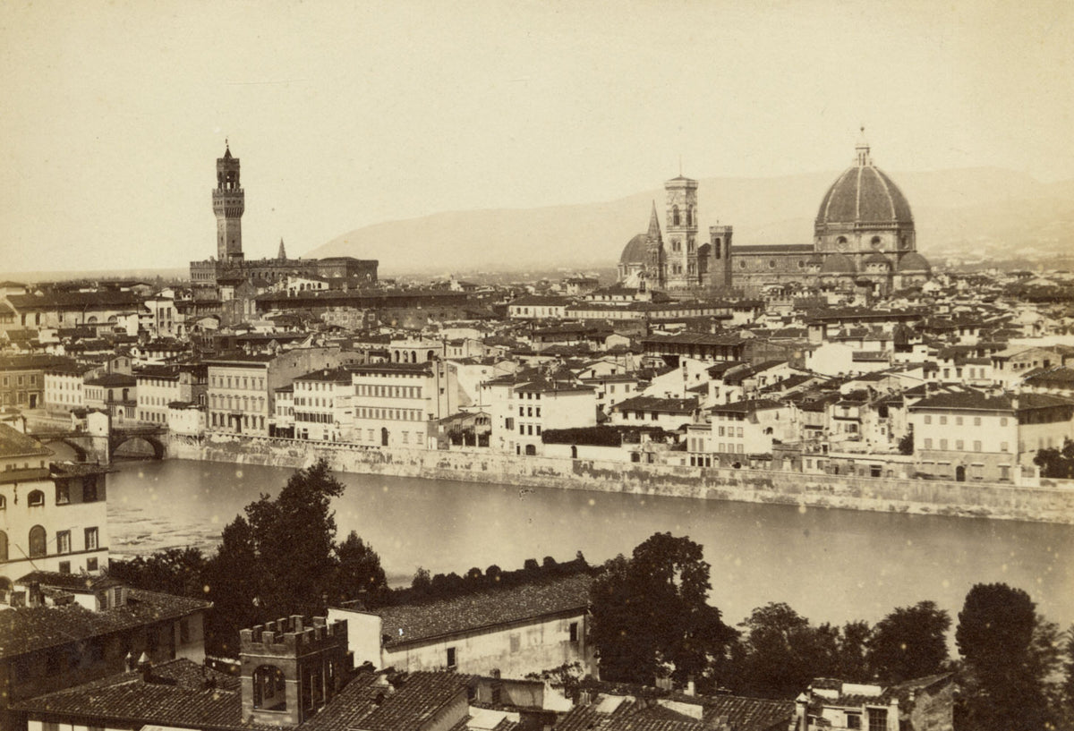 Florence, The Arno, Palazzo Vecchio & Duomo – c.1870 albumen print photograph