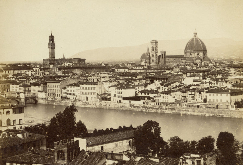 Florence, The Arno, Palazzo Vecchio & Duomo – c.1870 albumen print photograph