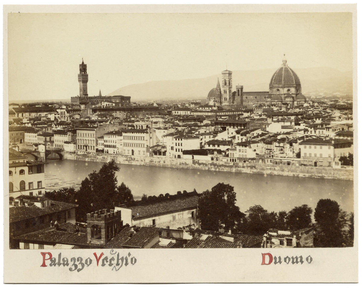 Florence, The Arno, Palazzo Vecchio & Duomo – c.1870 albumen print photograph