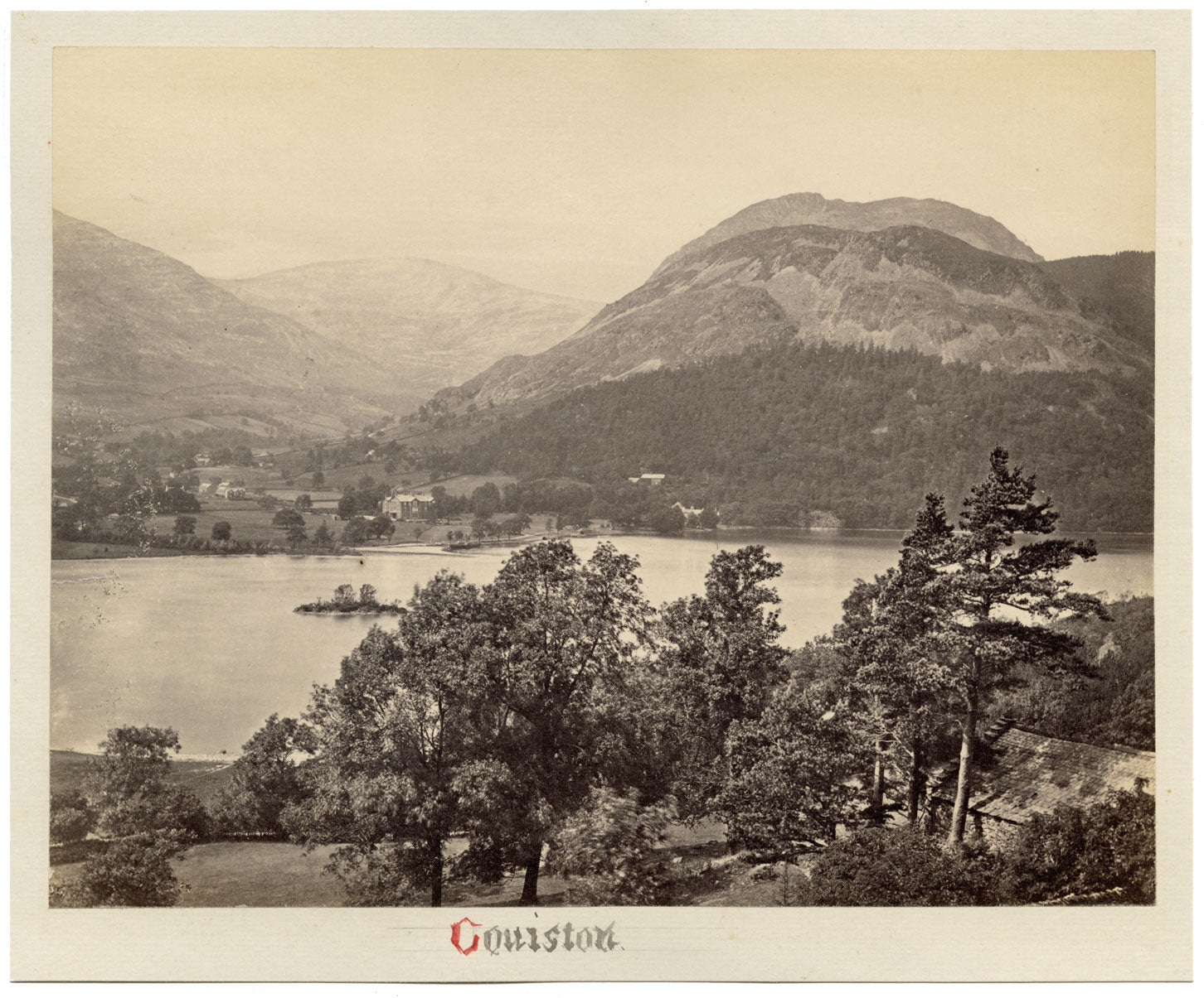 Coniston Water, Lake District – Original c.1870 albumen print photograph