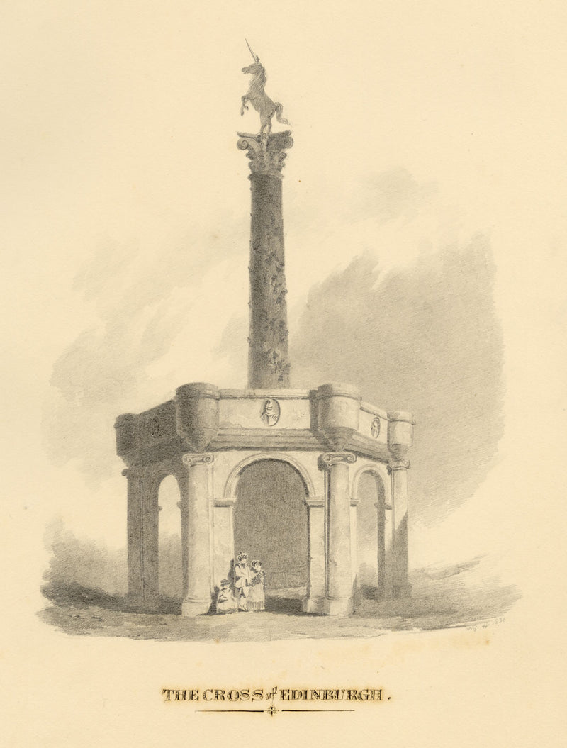 William G. Hare, Mercat Cross of Edinburgh – Original 1830 graphite drawing