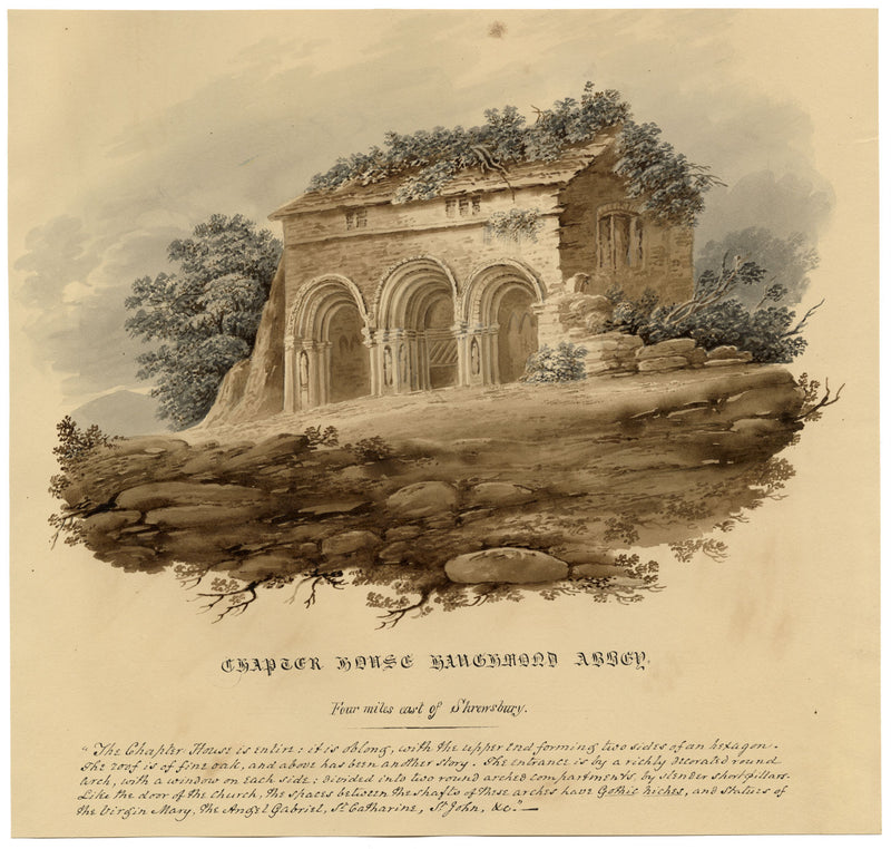 Haughmond Abbey Chapter House, Shrewsbury – Original c.1832 watercolour painting