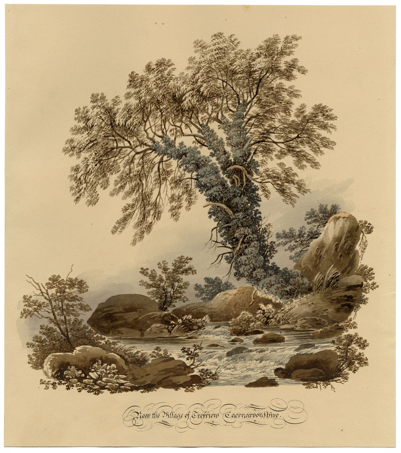 Near the Village of Trefriw, Caernarfonshire, Wales –c.1832 watercolour painting