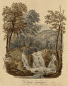 Waterfall at Trefriw, Caernarfonshire, Wales – c.1832 watercolour painting