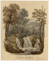Waterfall at Trefriw, Caernarfonshire, Wales – c.1832 watercolour painting