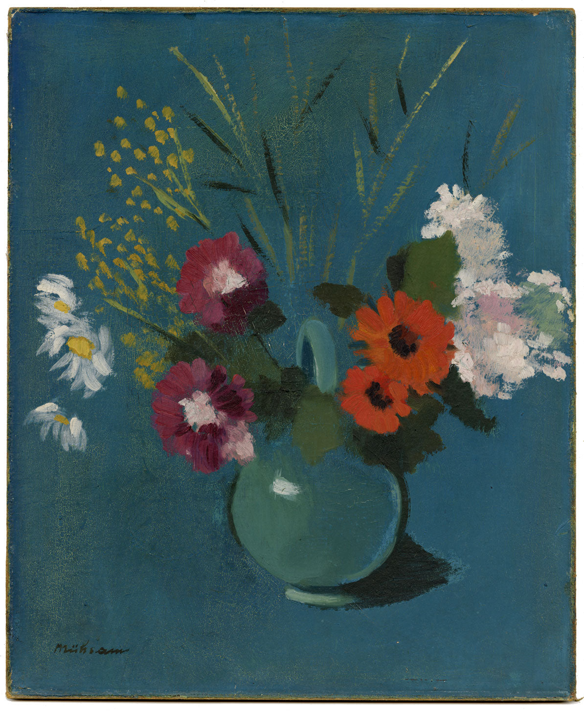 Fritz Mühsam, Blue Vase with Flowers Still life –early 20th-century oil painting