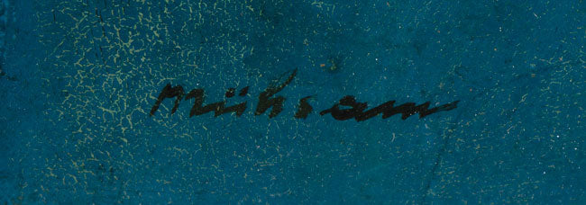 Fritz Mühsam, Vaso blu con fiori Natura morta – dipinto a olio di inizio XX secolo