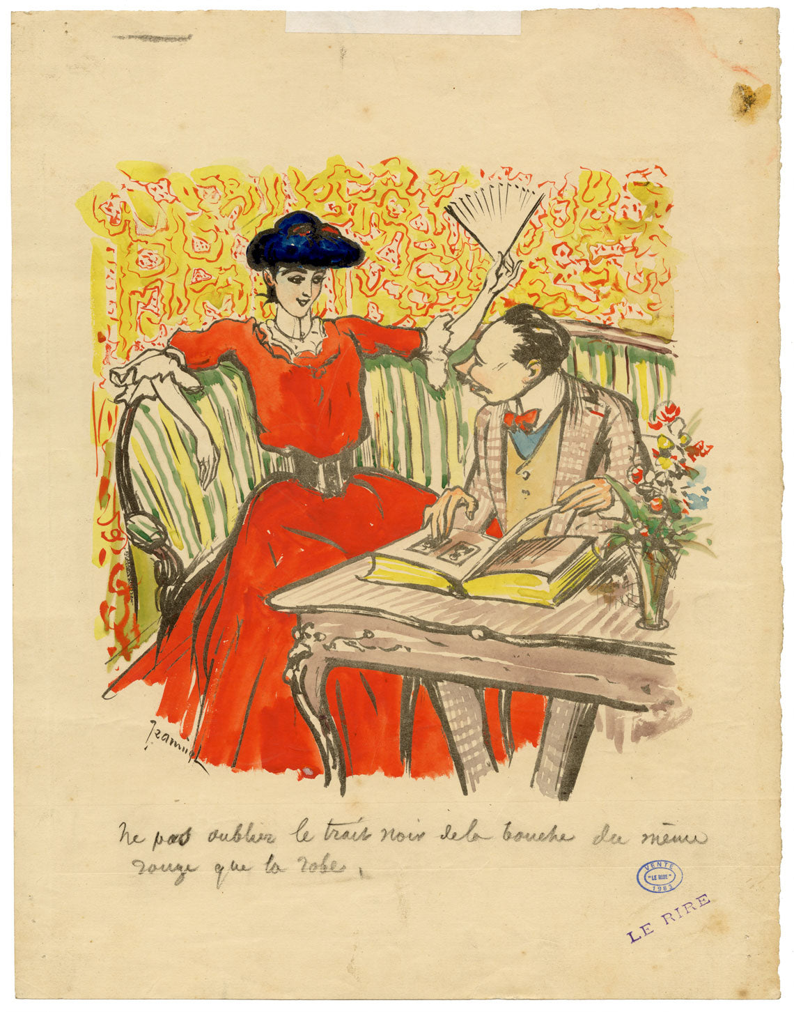 Pierre-Georges Jeanniot, Le Rire No.194 – 1906 Litografia e tempera di prova