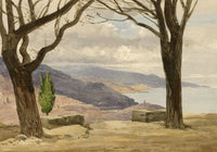 Cote d'Azur at La Turbie, French Riviera – Original 1873 watercolour painting