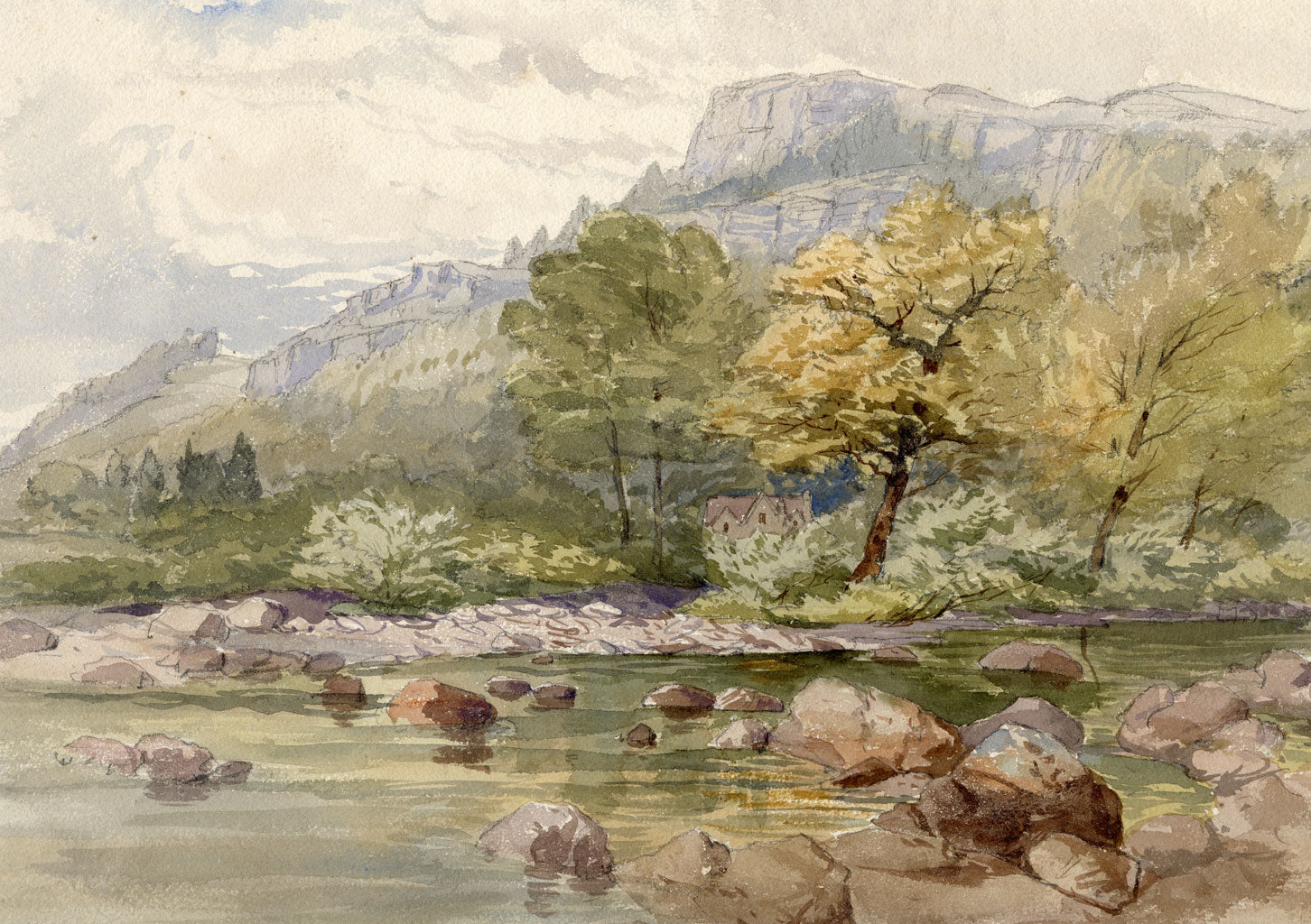 A.M. Hope-Edwardes, House under the Crags – late C19th watercolour painting