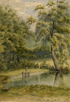 E.M. Hall, A View near Home, Lavington – Original 1872 watercolour painting