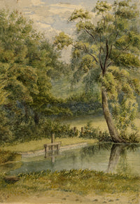 E.M. Hall, A View near Home, Lavington – Original 1872 watercolour painting