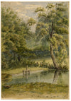 E.M. Hall, A View near Home, Lavington – Original 1872 watercolour painting