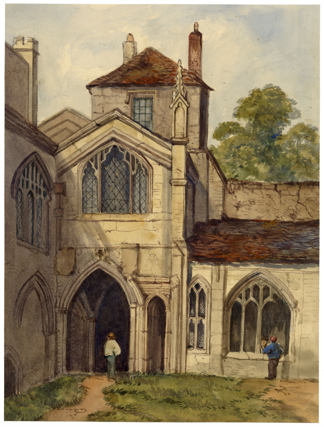 Capilla del Obispo, Catedral de Chester – Pintura original en acuarela de c.1860