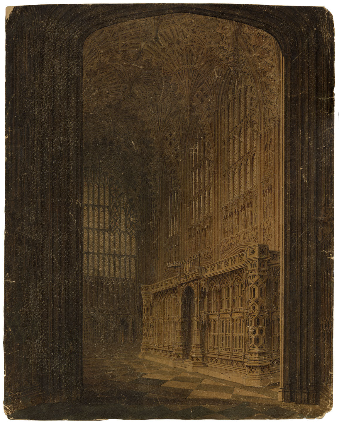 Henry VII Chapel, Westminster Abbey, Looking South West –early C19th watercolour