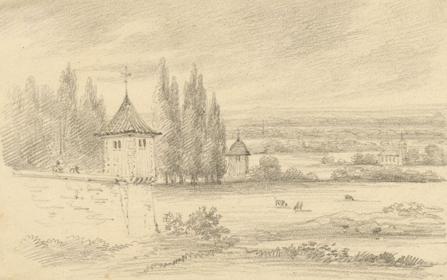 Monro, Recollection of a View at Poligny, Jura, France – early C19th drawing