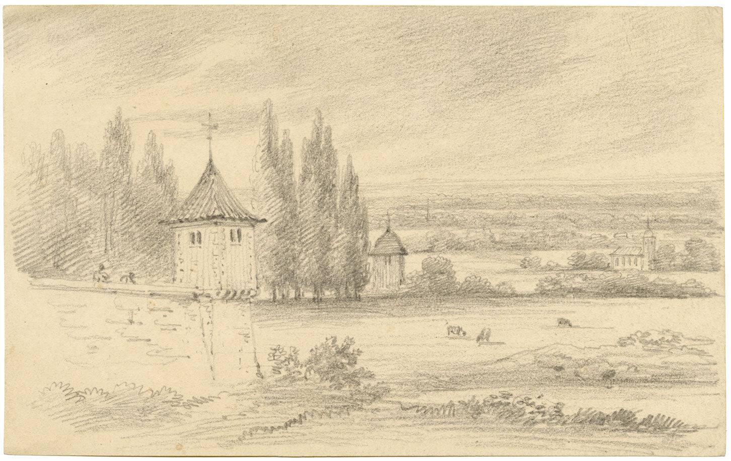 Monro, Recollection of a View at Poligny, Jura, France – early C19th drawing