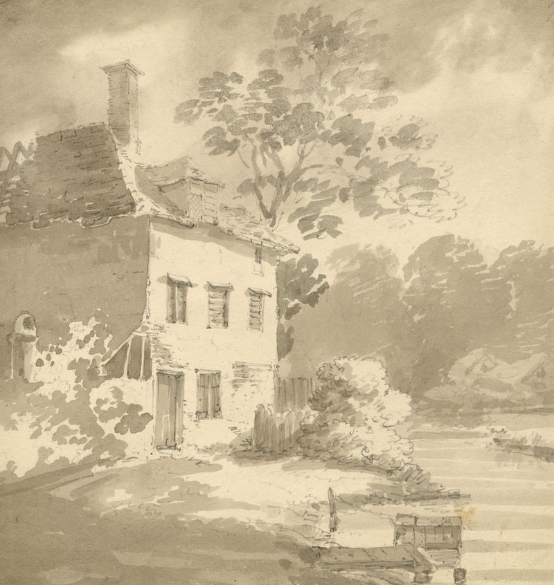 John Monro, Cottage on River Wandle, Merton, Surrey – early C19th watercolour