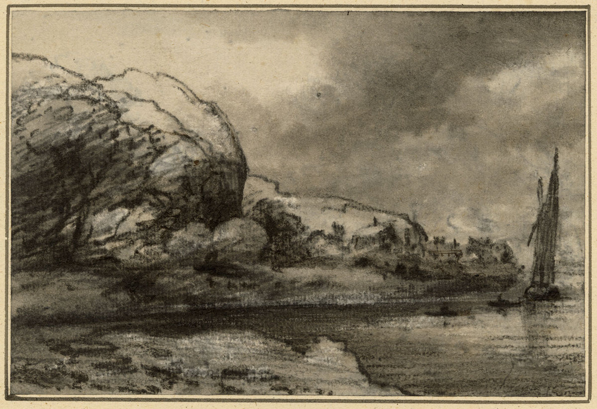 Attrib. Dr Thomas Monro, Estuary Landscape – early C19th chalk & stump drawing