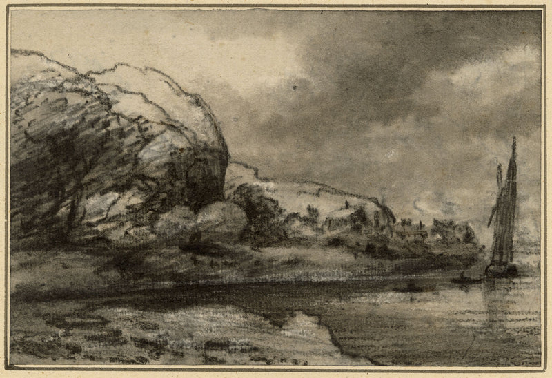 Attrib. Dr Thomas Monro, Estuary Landscape – early C19th chalk & stump drawing