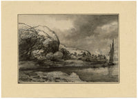 Attrib. Dr Thomas Monro, Estuary Landscape – early C19th chalk & stump drawing